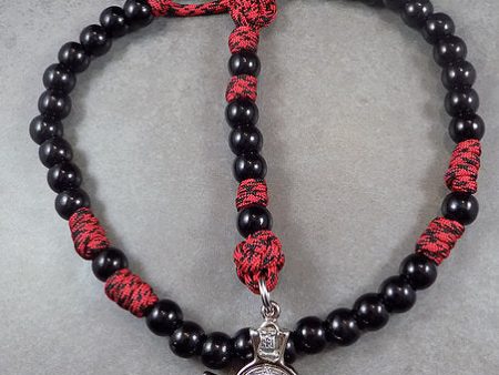 Original Black Monk Rosary - Red paracord Fashion