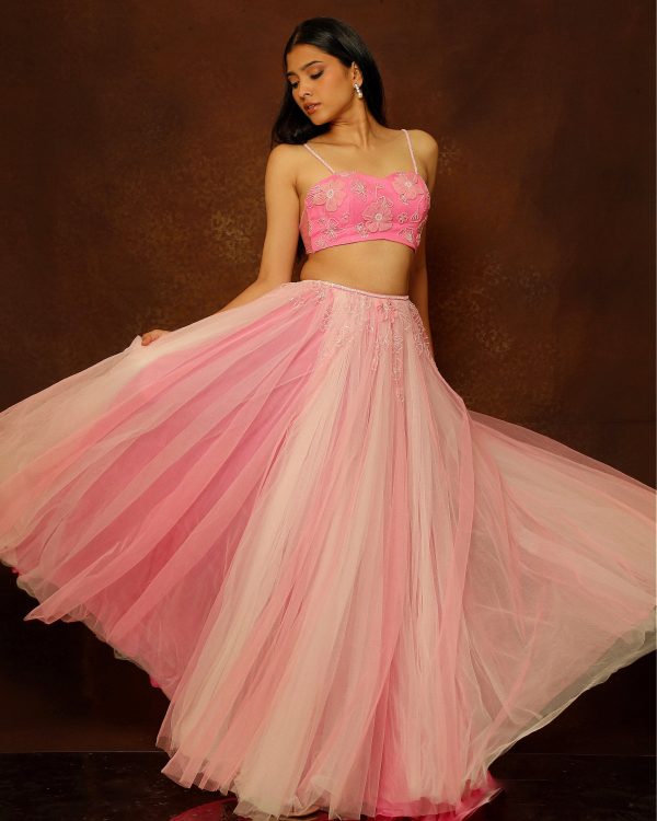 Rose Pink & Bay Salt Layered Skirt For Cheap