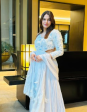 Anu Rao in Cloud Blue Pleated Gown with Dupatta on Sale