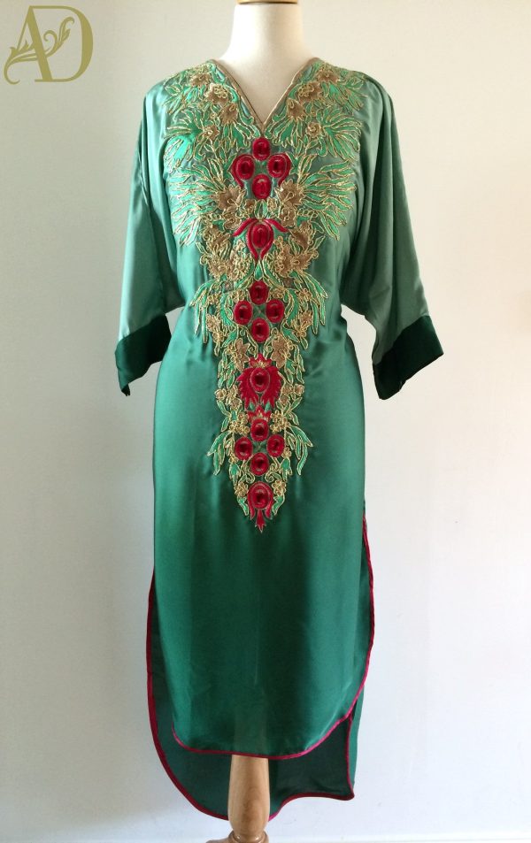 Ombre Green with Peacock Embroidered Tunic on Sale