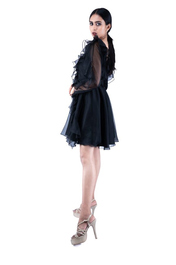 Raven Black Ruffle Dress Online now