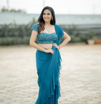 Sadha (Sadaf Mohammed Sayed) in Seagrass Ruffle Saree Set on Sale