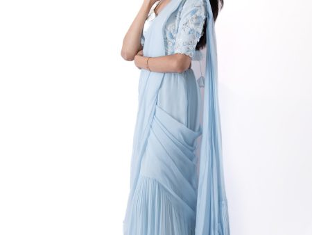 Cloud Blue Concept Saree Set Online Hot Sale