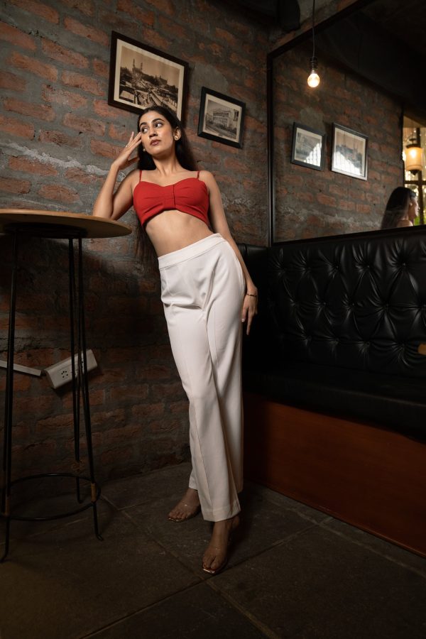 Ruby Red Bustier with Bay Salt Trousers Online Hot Sale