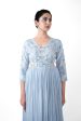 Cloud Blue Pleated Gown For Sale