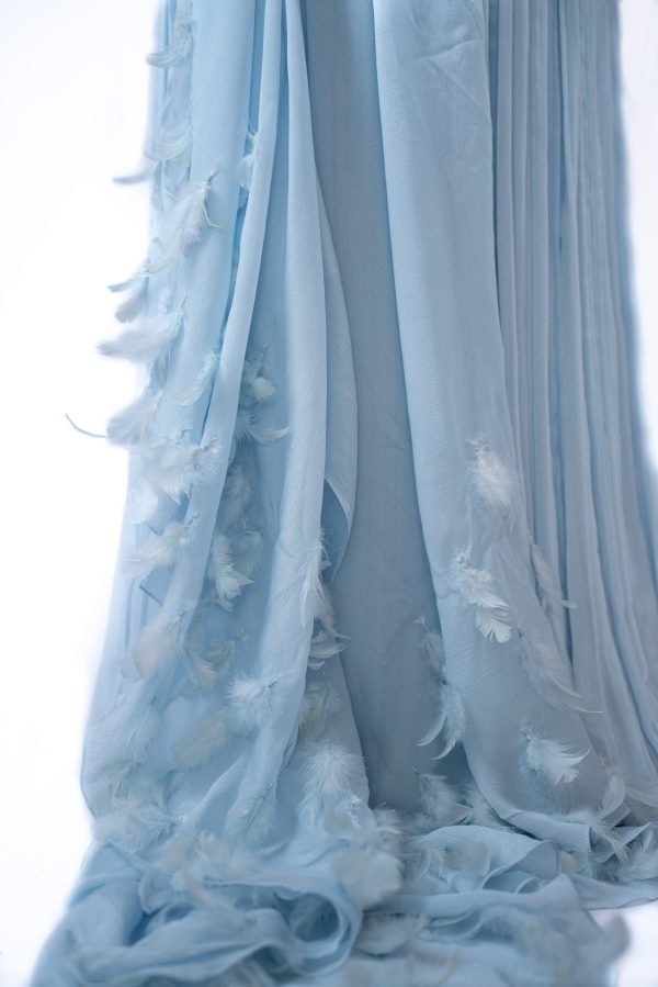 Cloud Blue Feather Dupatta Online