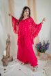 Fuchsia Jumpsuit with Ruffle Poncho Online Hot Sale