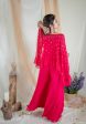 Fuchsia Jumpsuit with Ruffle Poncho Online Hot Sale